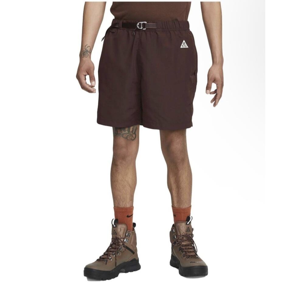 Large Nike ACG Trail Shorts Outdoor Hiking Zip Pocket CZ6704 227 Burgundy Men - Picture 1 of 4